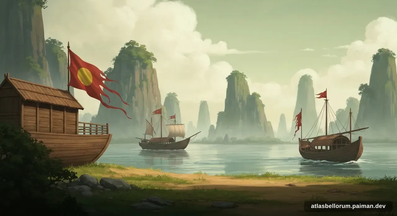 Ilustrasi suasana simbolik terkait Pertempuran Sungai Bạch Đằng.