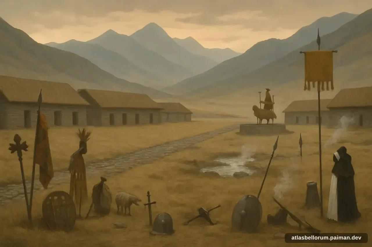 Ilustrasi suasana simbolik terkait Penyergapan Cajamarca.