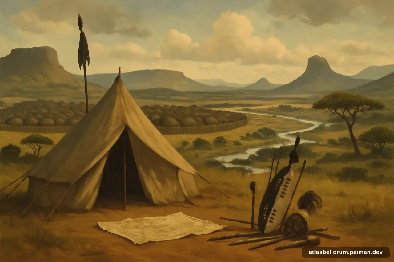 Ilustrasi medan kampanye yang diarungi Cetshwayo kaMpande.