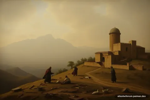 Ilustrasi lanskap medan Pertempuran Chaldiran (Mesiu Awal, 1514 M).