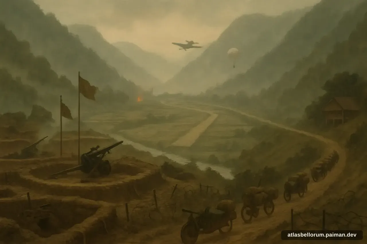 Ilustrasi suasana simbolik terkait Pertempuran Dien Bien Phu.