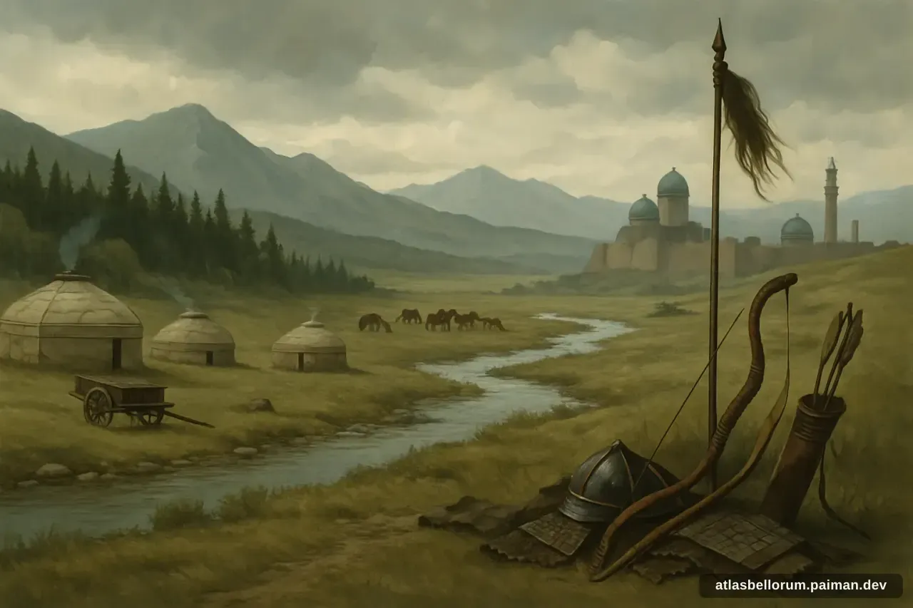 Ilustrasi medan kampanye yang diarungi Genghis Khan (Temüjin).