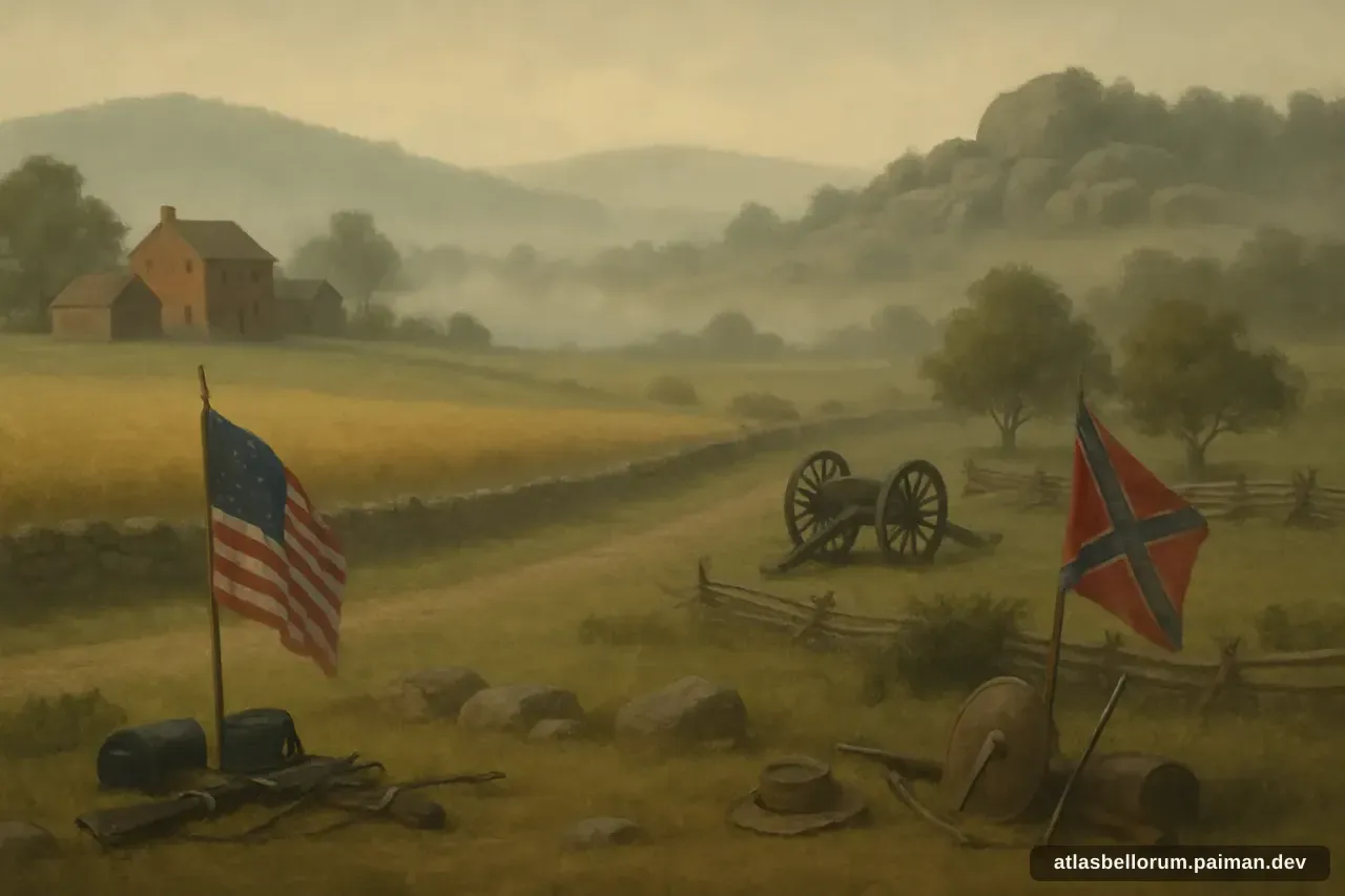 Ilustrasi suasana simbolik terkait Pertempuran Gettysburg.