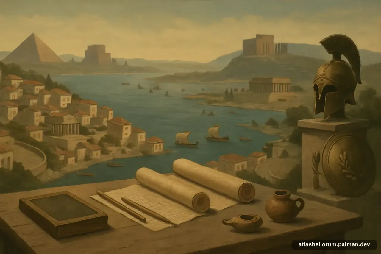 Ilustrasi simbol warisan keilmuan Herodotus.