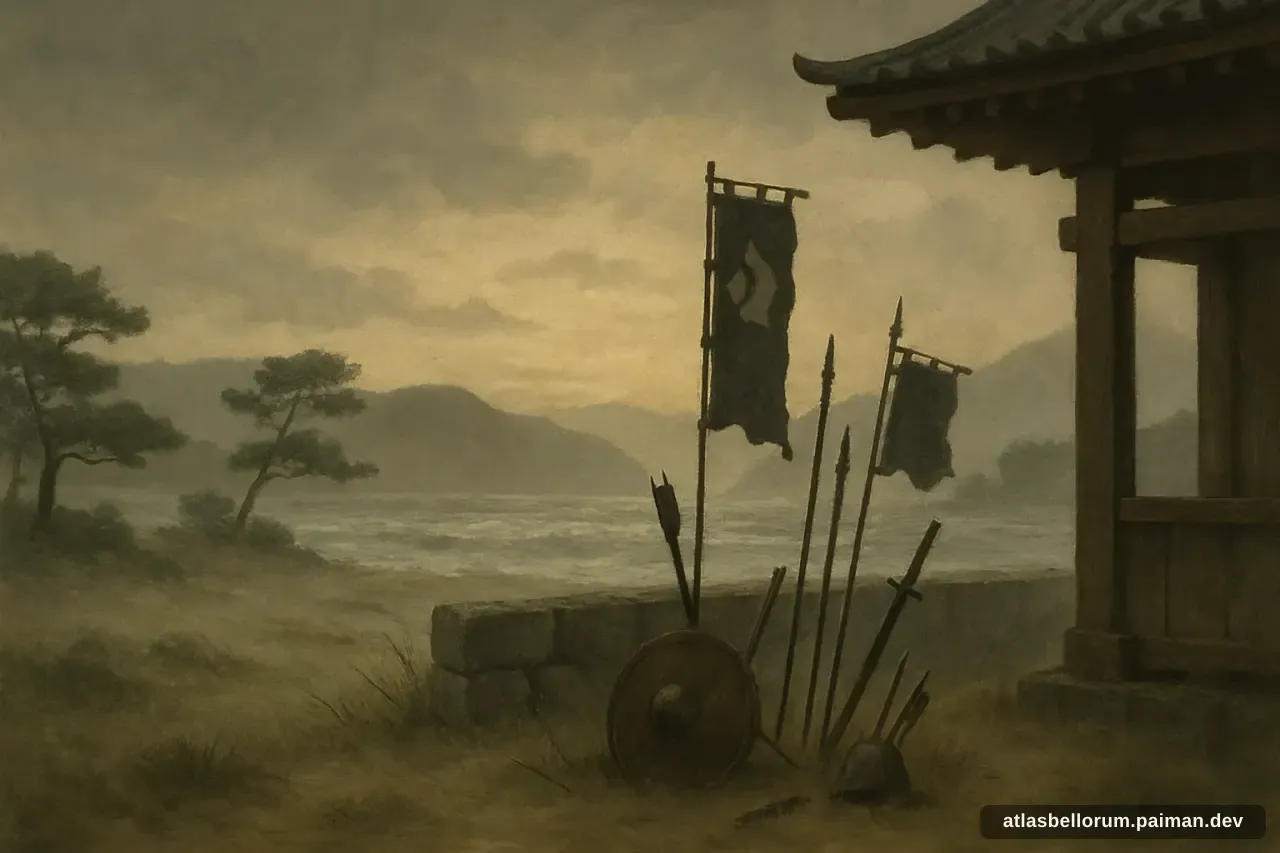 Ilustrasi suasana simbolik terkait Invasi Mongol ke Jepang.
