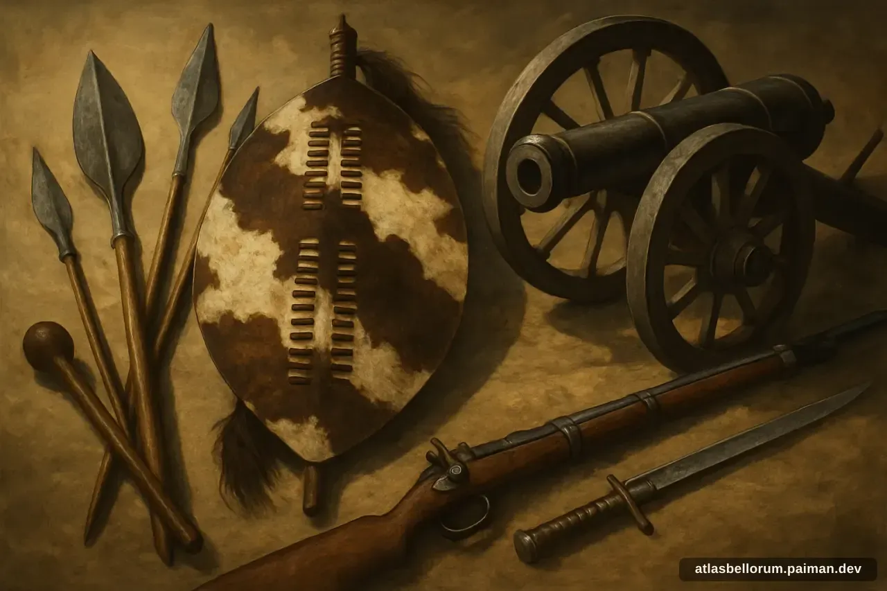 Ilustrasi persenjataan khas era Pertempuran Isandlwana.