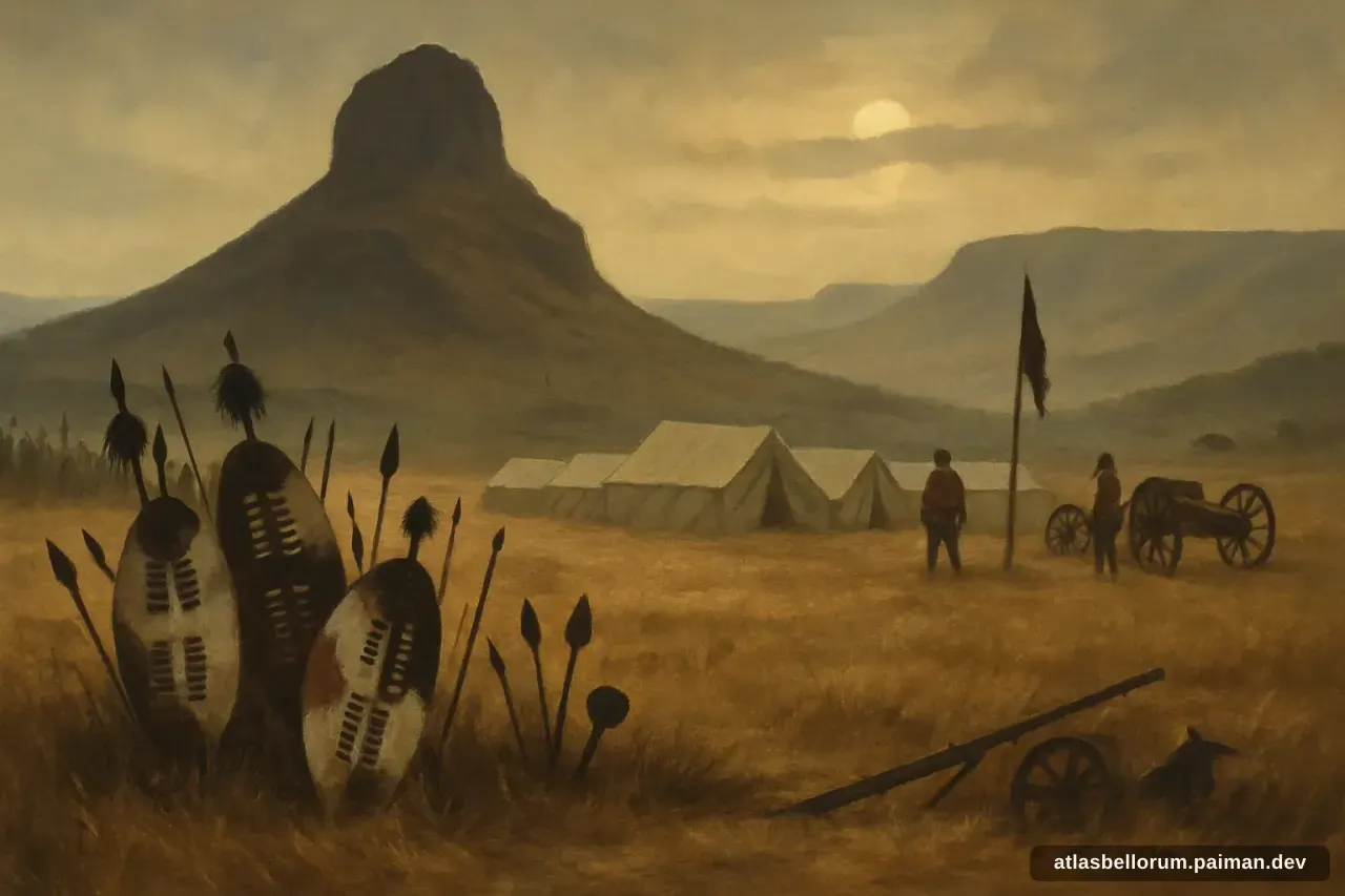 Ilustrasi suasana simbolik terkait Pertempuran Isandlwana.