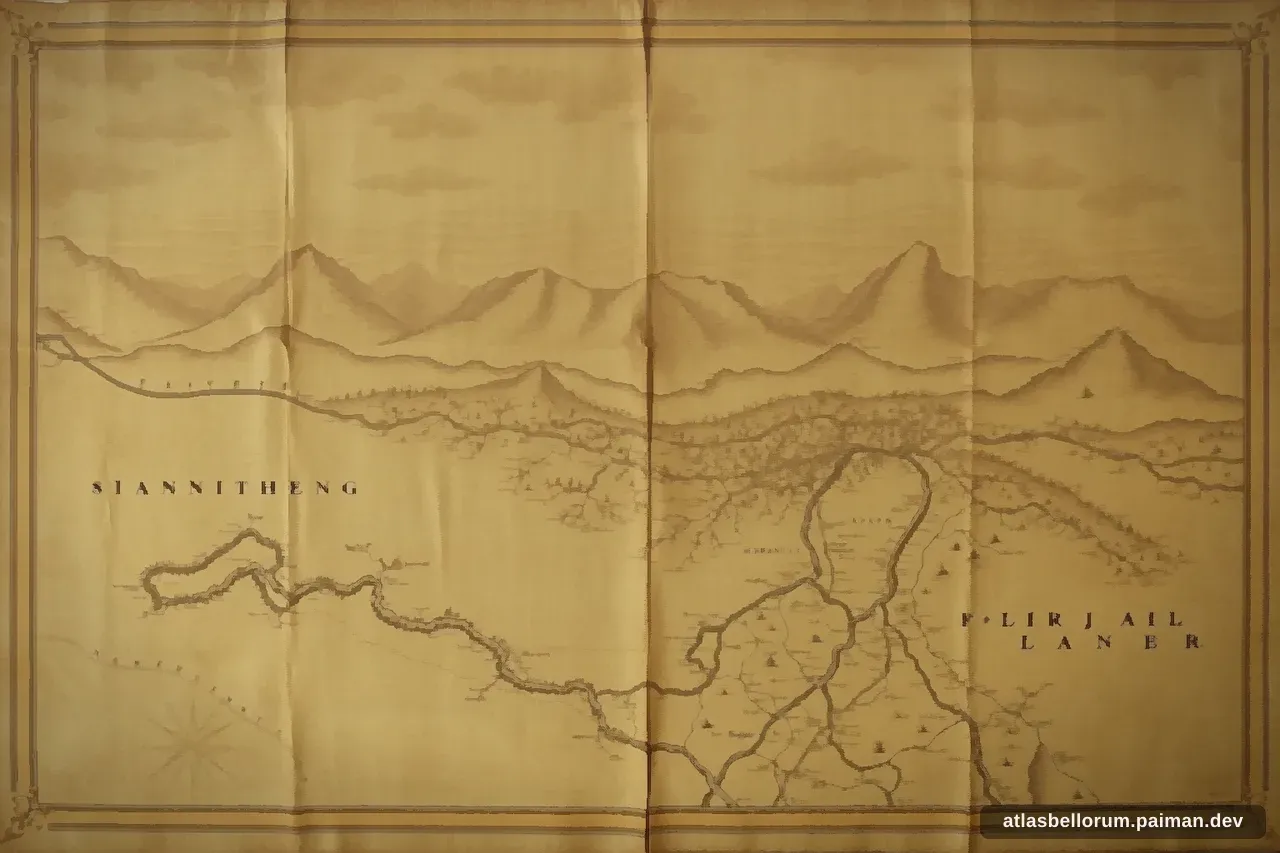 Peta bergaya rute kampanye Karl XII.