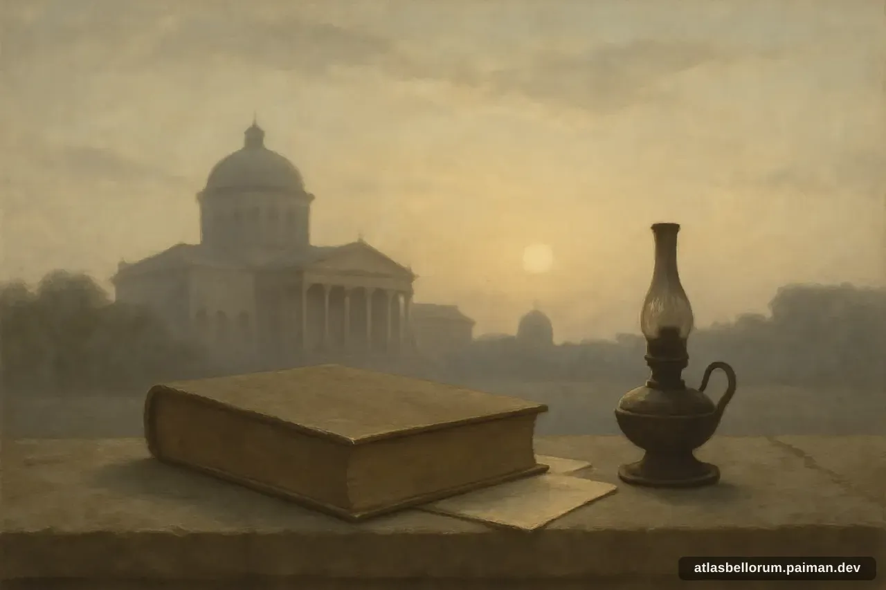 Ilustrasi simbol warisan keilmuan Leopold von Ranke.