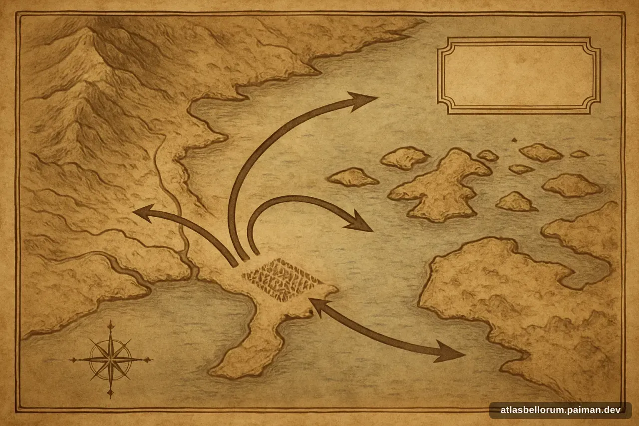 Peta taktik bergaya posisi pasukan pada Pertempuran Lepanto.