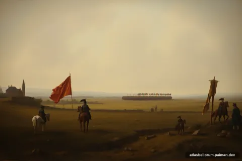 Ilustrasi lanskap medan Pertempuran Poltava (Mesiu Awal, 1709 M).