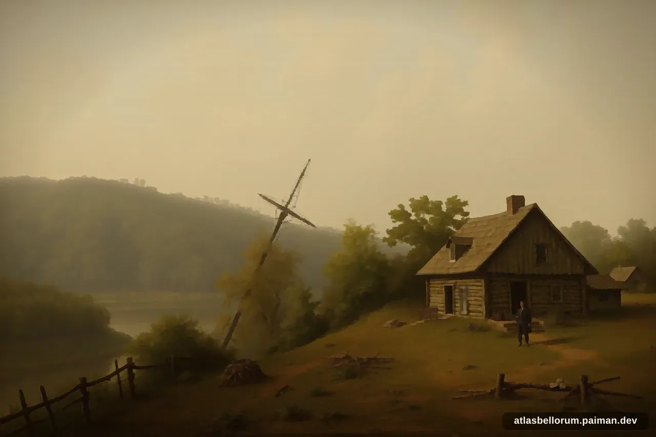 Ilustrasi lanskap medan Pertempuran Saratoga (Revolusi & Napoleon, 1777 M).