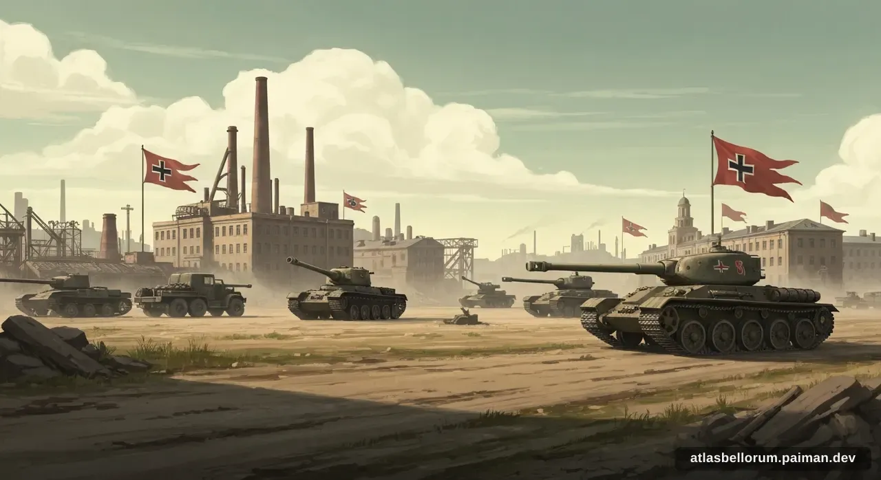 Ilustrasi medan pasca-pertempuran dan dampak Pertempuran Stalingrad.