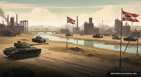 Ilustrasi lanskap medan Pertempuran Stalingrad (Perang Dunia 1942).