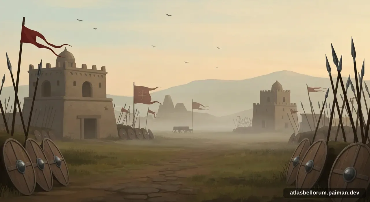 Ilustrasi suasana simbolik terkait Jatuhnya Tenochtitlan.
